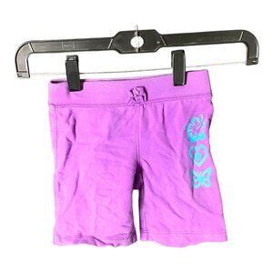 The Childrens Place Girls XS Purple Cotton Shorts With Teal Floral & Butterfly